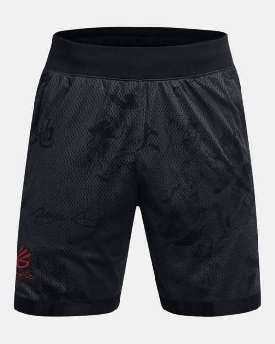 Men's Curry x Bruce Lee Lunar New Year 'Fire' Mesh Shorts in Gray image number 4
